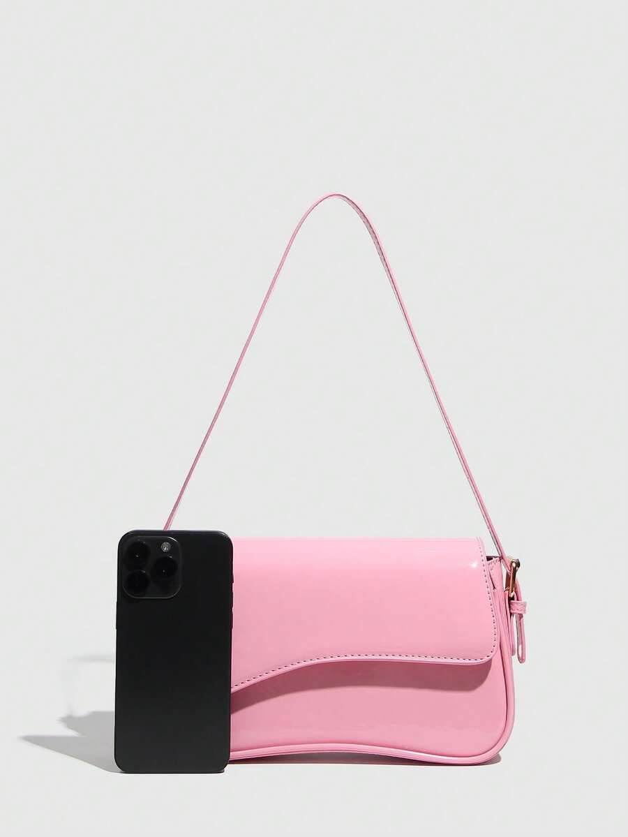Riga Patent Faux Leather Flap Shoulder Bag