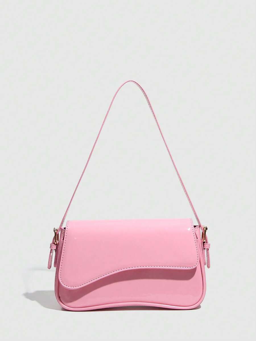 Riga Patent Faux Leather Flap Shoulder Bag