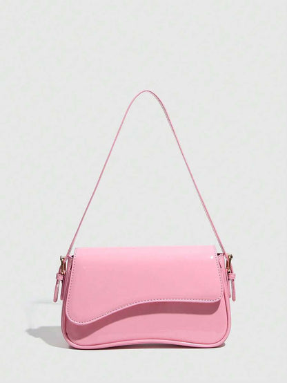 Riga Patent Faux Leather Flap Shoulder Bag