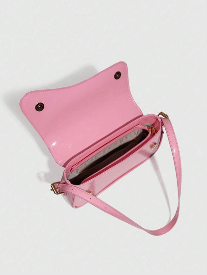 Riga Patent Faux Leather Flap Shoulder Bag