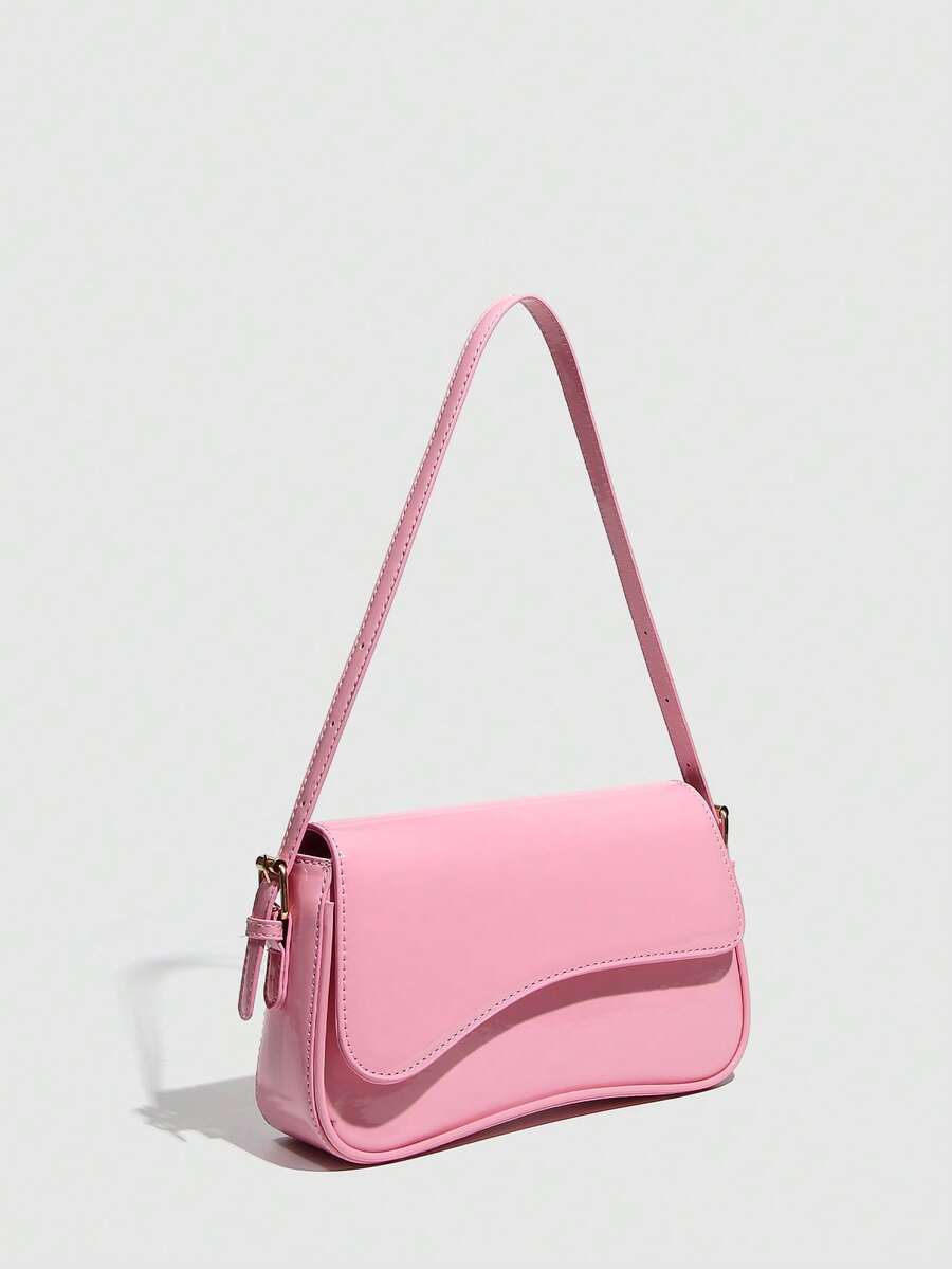 Riga Patent Faux Leather Flap Shoulder Bag