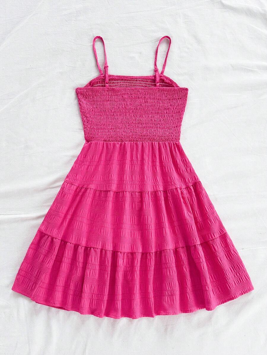 Soleia Women's Summer Holiday Solid Color Spaghetti Strap Dress With Ruffled Hem Mensa