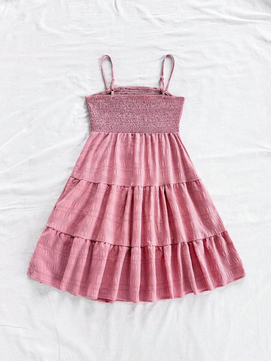 Soleia Women's Summer Holiday Solid Color Spaghetti Strap Dress With Ruffled Hem Mensa