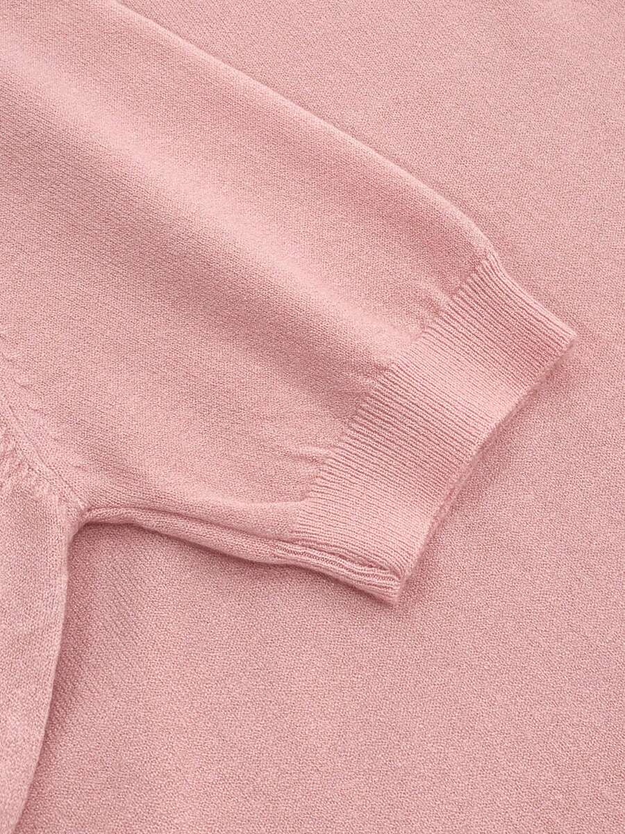Women's Fine Rib Knit Short Sleeve Top, Fitted Stretch Tee for Layering and Work - Peach