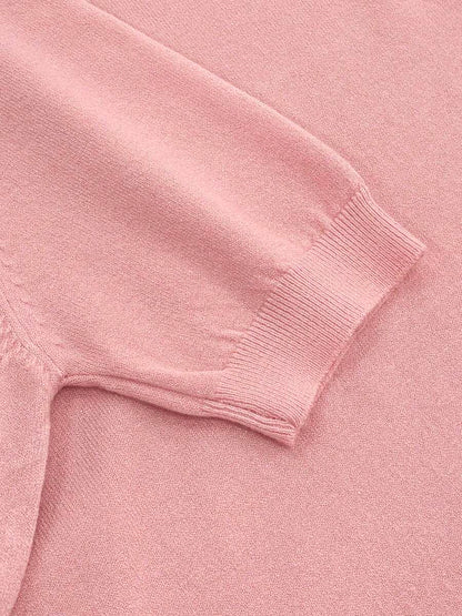 Women's Fine Rib Knit Short Sleeve Top, Fitted Stretch Tee for Layering and Work - Peach
