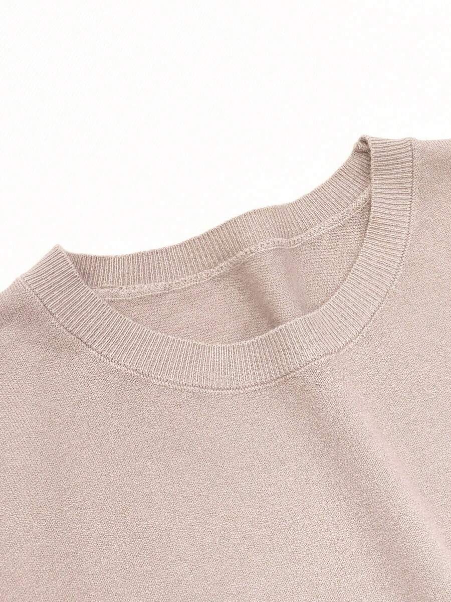Women's Fine Rib Knit Short Sleeve Top, Fitted Stretch Tee for Layering and Work - Green