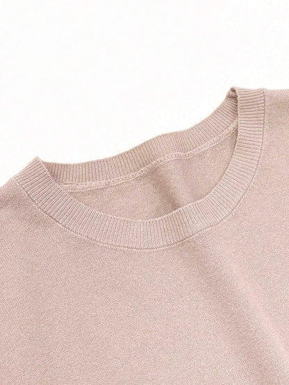 Women's Fine Rib Knit Short Sleeve Top, Fitted Stretch Tee for Layering and Work - Green