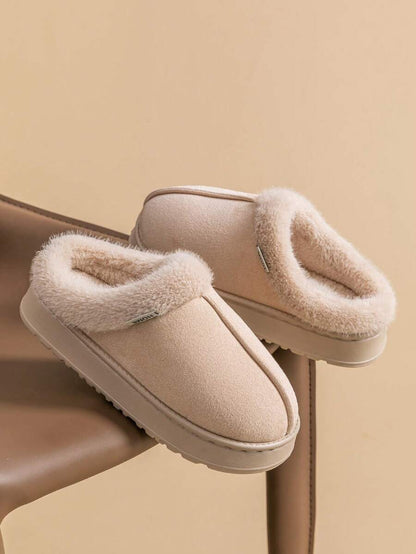 Women's Autumn Winter Plush Lined Thick Sole Slippers, Comfortable Non-Slip Warm Indoor Outdoor Soft Fuzzy Slides Mensa