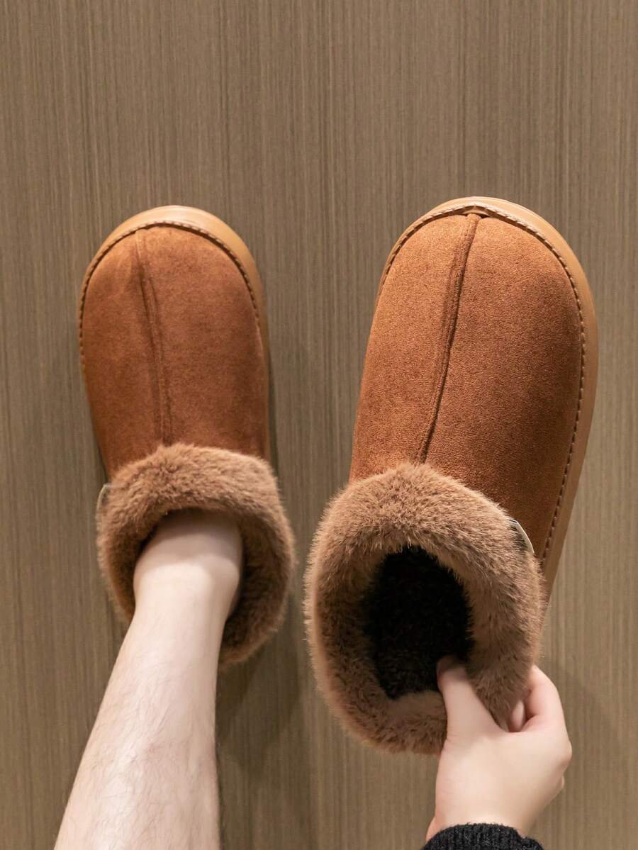 Women's Autumn Winter Plush Lined Thick Sole Slippers, Comfortable Non-Slip Warm Indoor Outdoor Soft Fuzzy Slides Mensa