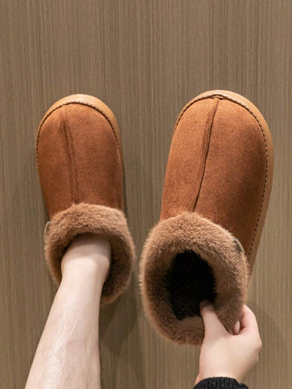 Women's Autumn Winter Plush Lined Thick Sole Slippers, Comfortable Non-Slip Warm Indoor Outdoor Soft Fuzzy Slides Mensa