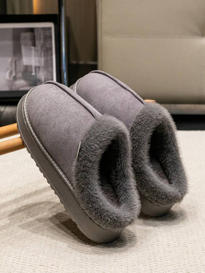 Women's Autumn Winter Plush Lined Thick Sole Slippers, Comfortable Non-Slip Warm Indoor Outdoor Soft Fuzzy Slides Mensa