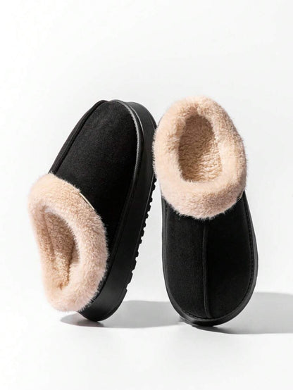 Women's Autumn Winter Plush Lined Thick Sole Slippers, Comfortable Non-Slip Warm Indoor Outdoor Soft Fuzzy Slides Mensa