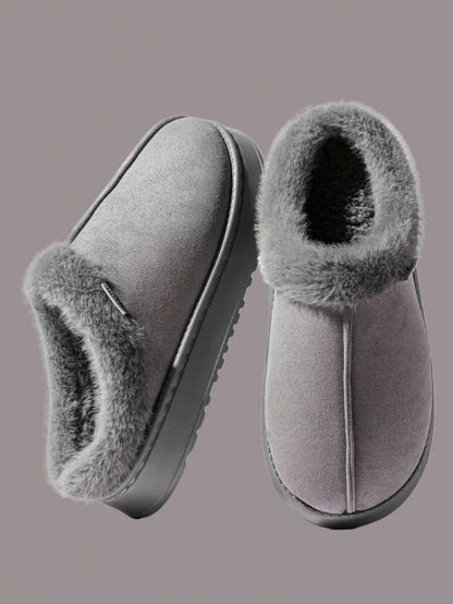 Women's Autumn Winter Plush Lined Thick Sole Slippers, Comfortable Non-Slip Warm Indoor Outdoor Soft Fuzzy Slides Mensa