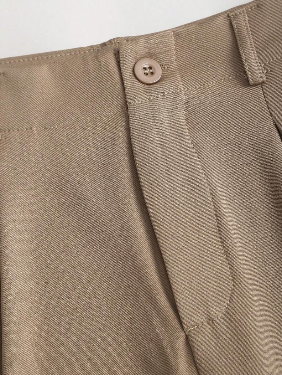 Katya Pleated Wide Leg Pants Tailored High Rise Trousers - Taupe