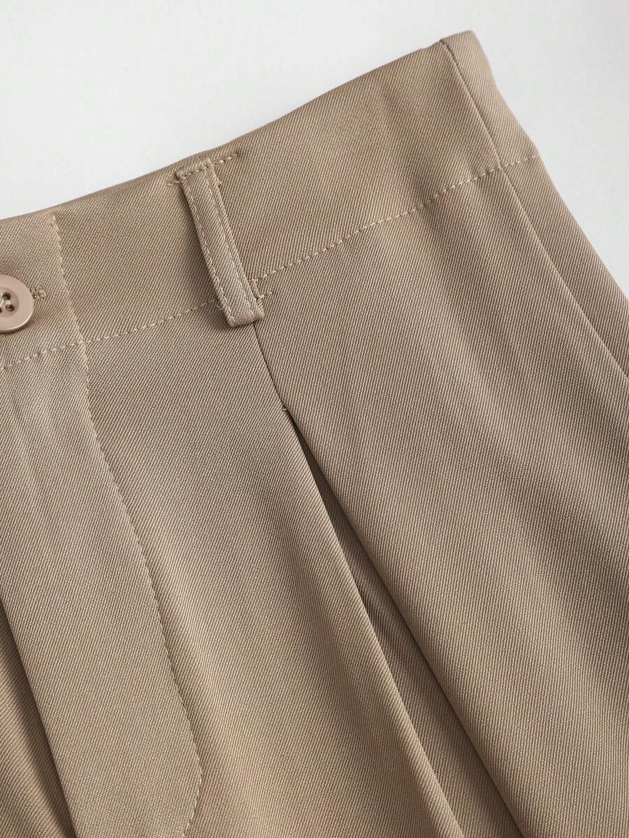 Katya Pleated Wide Leg Pants Tailored High Rise Trousers - Taupe