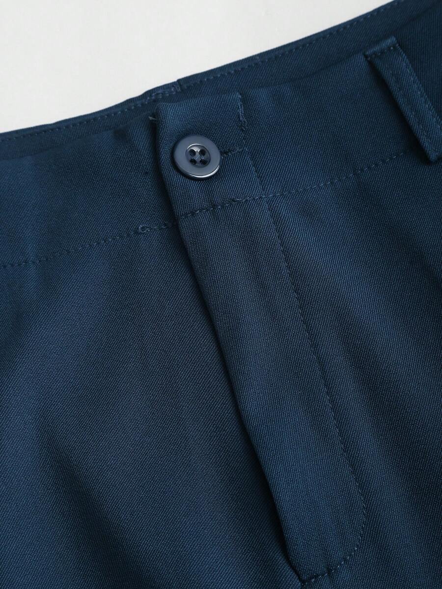 Katya Pleated Wide Leg Pants Tailored High Rise Trousers - Navy
