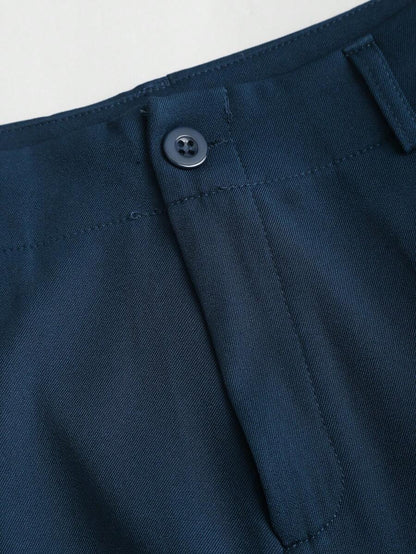 Katya Pleated Wide Leg Pants Tailored High Rise Trousers - Navy