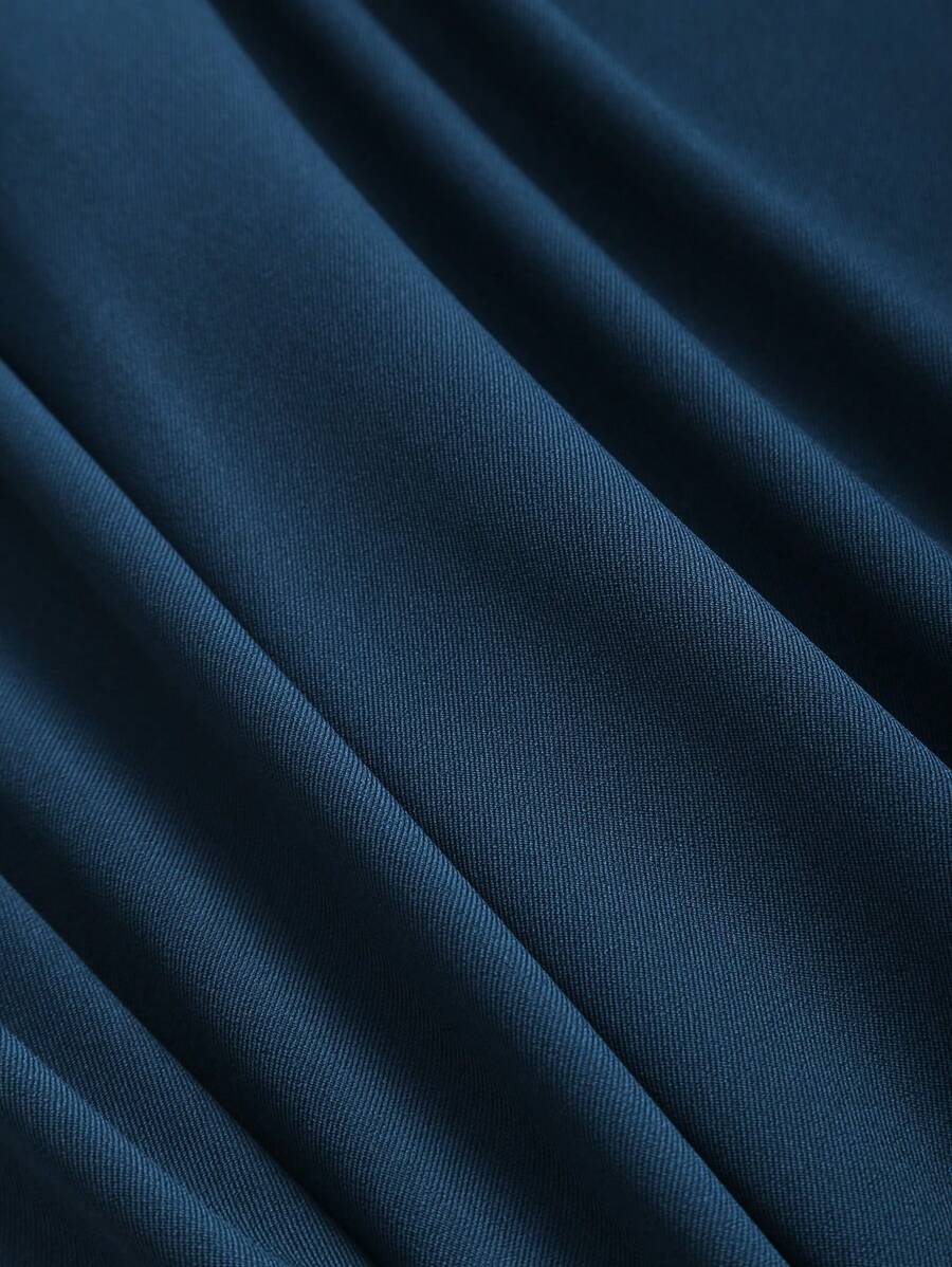 Katya Pleated Wide Leg Pants Tailored High Rise Trousers - Navy