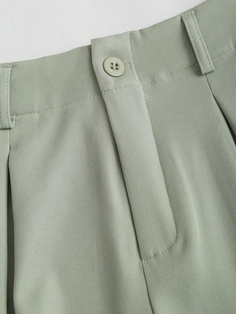 Katya Pleated Wide Leg Pants Tailored High Rise Trousers - Sage Green