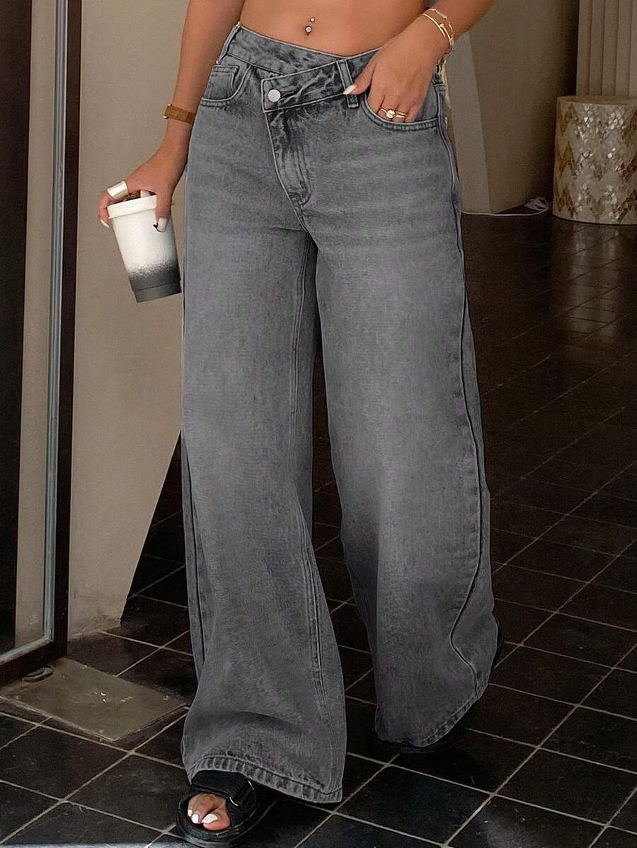 Missoula Low Rise Straight Leg Baggy Jeans - Grey