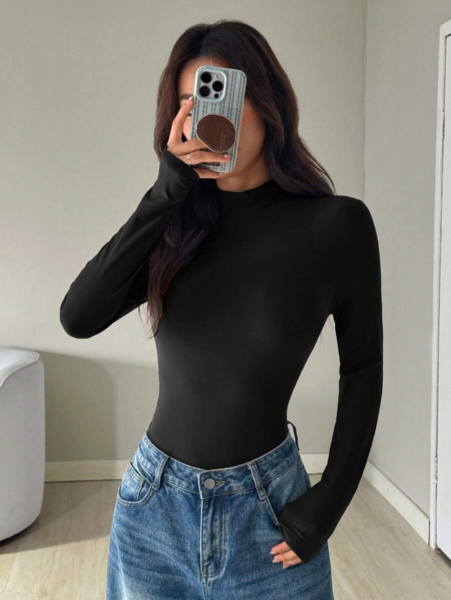 Lindau Mock Neck Long Sleeve Bodysuit