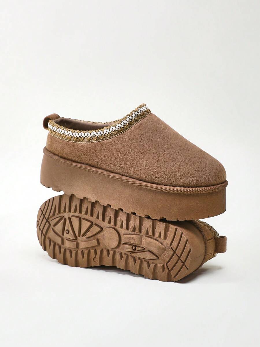 Solezae Women's Faux Suede Round Toe Slip On Fluffy Flatform Slippers Mother's Day Present For Christmas Valentine's Day Mensa