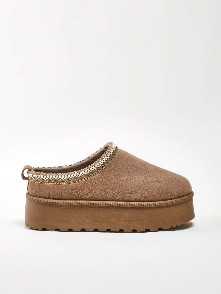 Solezae Women's Faux Suede Round Toe Slip On Fluffy Flatform Slippers Mother's Day Present For Christmas Valentine's Day Mensa