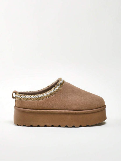 Solezae Women's Faux Suede Round Toe Slip On Fluffy Flatform Slippers Mother's Day Present For Christmas Valentine's Day Mensa