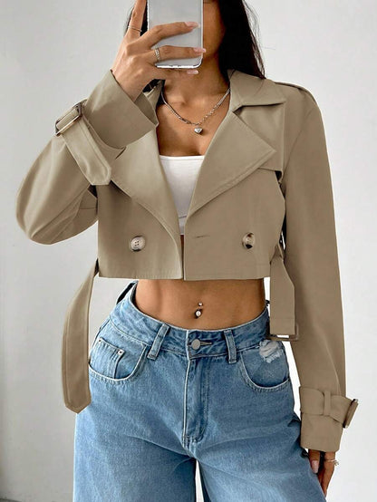 Dublin Cropped Double Breasted Trench Jacket with Belt