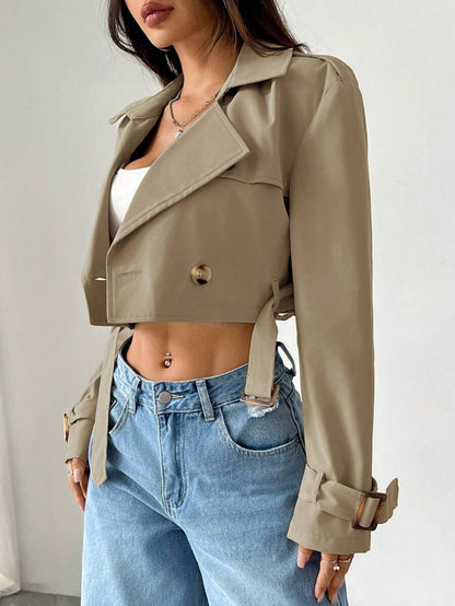 Dublin Cropped Double Breasted Trench Jacket with Belt