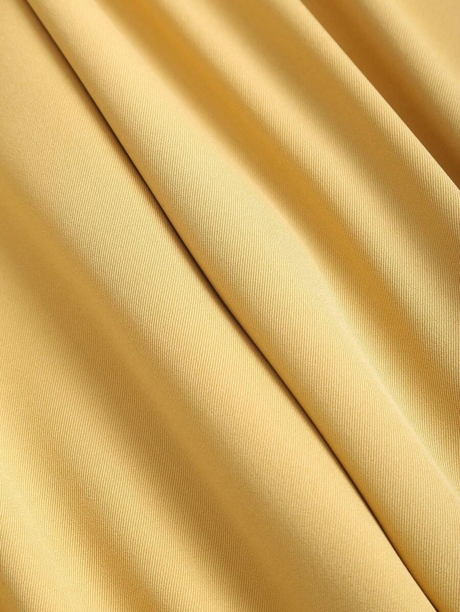 Katya Pleated Wide Leg Pants Tailored High Rise Trousers - Honey Yellow