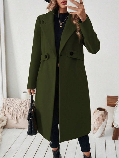 Leocadia Notched Lapel Double-Breasted Tailored Overcoat - Red