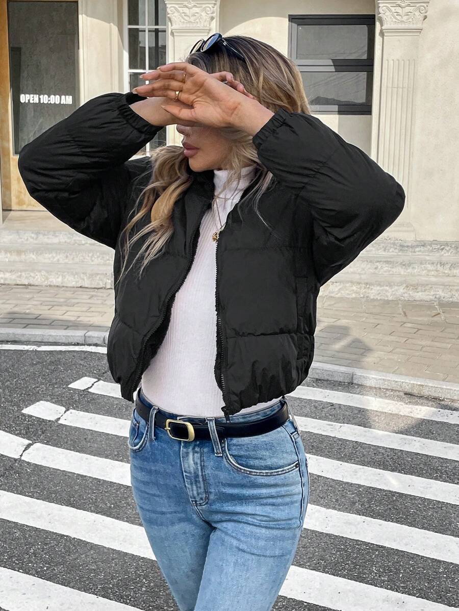 Revelstoke Reversible Cropped Puffer Jacket with Stand Collar