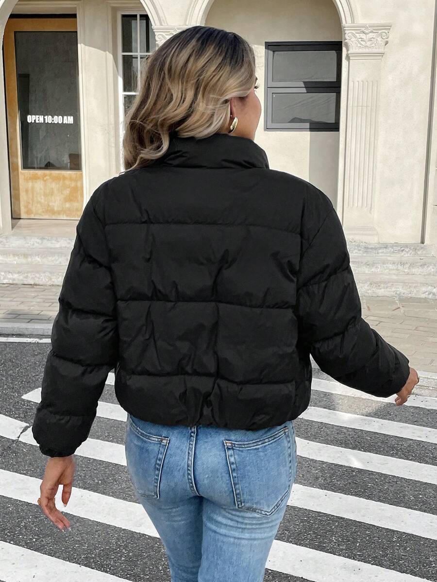 Revelstoke Reversible Cropped Puffer Jacket with Stand Collar