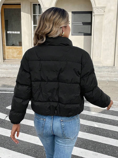 Revelstoke Reversible Cropped Puffer Jacket with Stand Collar