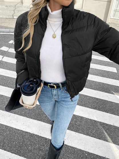 Revelstoke Reversible Cropped Puffer Jacket with Stand Collar