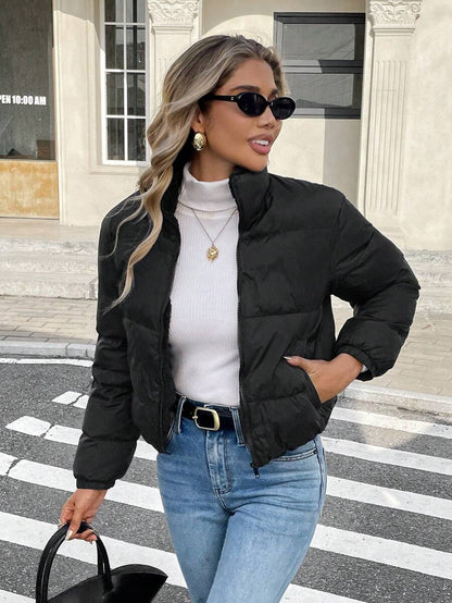 Revelstoke Reversible Cropped Puffer Jacket with Stand Collar