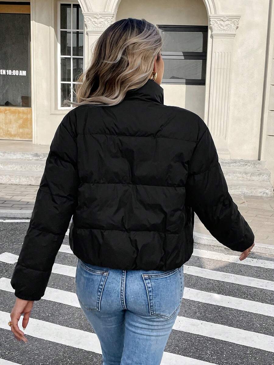 Revelstoke Reversible Cropped Puffer Jacket with Stand Collar