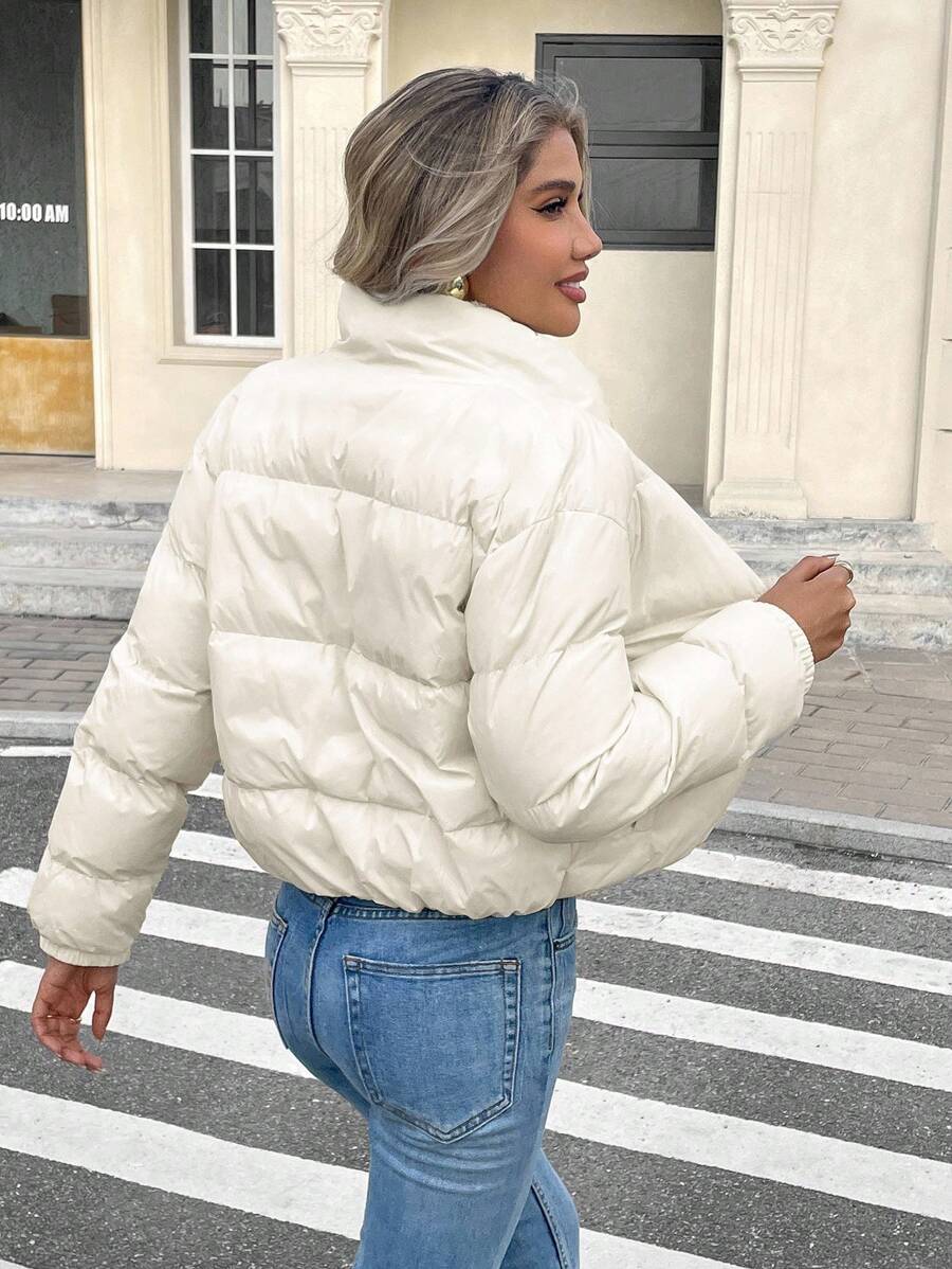 Revelstoke Reversible Cropped Puffer Jacket with Stand Collar