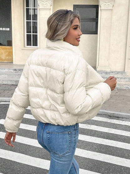 Revelstoke Reversible Cropped Puffer Jacket with Stand Collar
