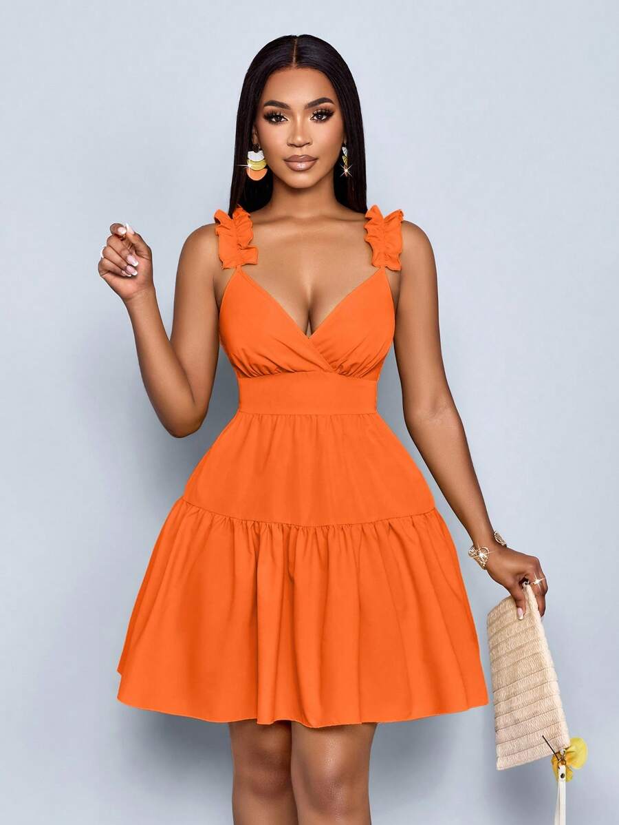 SOLERSUN Women's Spring Summer Fashion Solid Color Loose Casual Back Cut-Out Loose Short Dress,Vacation, Music Festival, Back To School,Romance,Party Outfit Mensa
