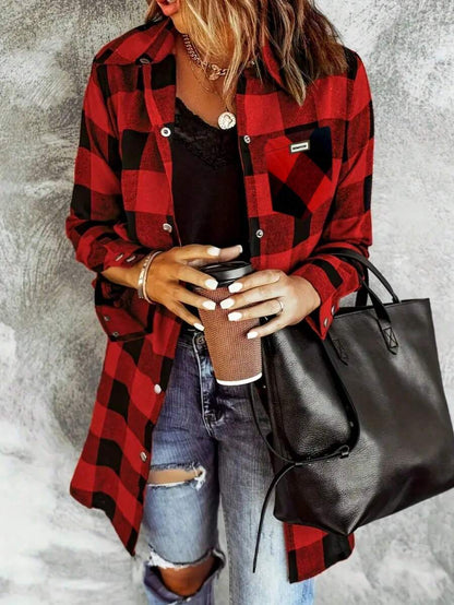 Sherwood Flannel Plaid Button Up Shirt Jacket with Pockets
