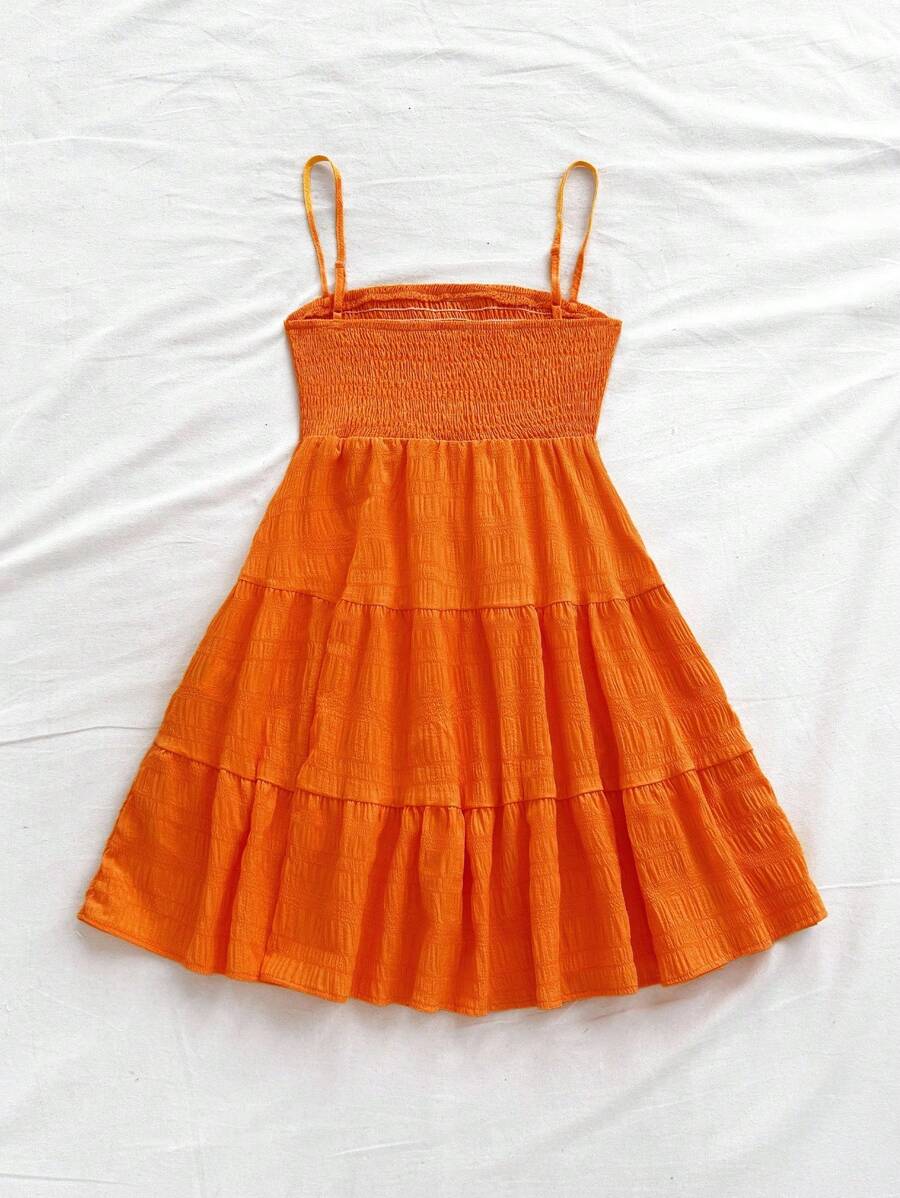 Soleia Women's Summer Holiday Solid Color Spaghetti Strap Dress With Ruffled Hem Mensa
