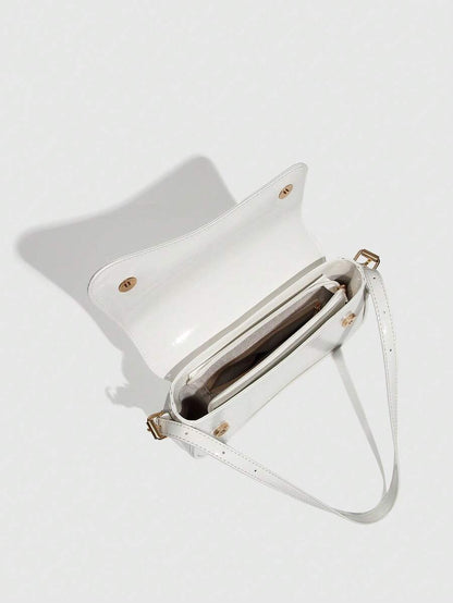 Riga Patent Faux Leather Flap Shoulder Bag