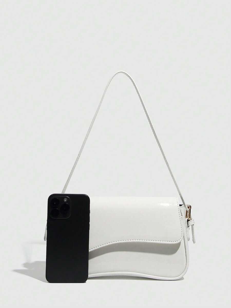 Riga Patent Faux Leather Flap Shoulder Bag