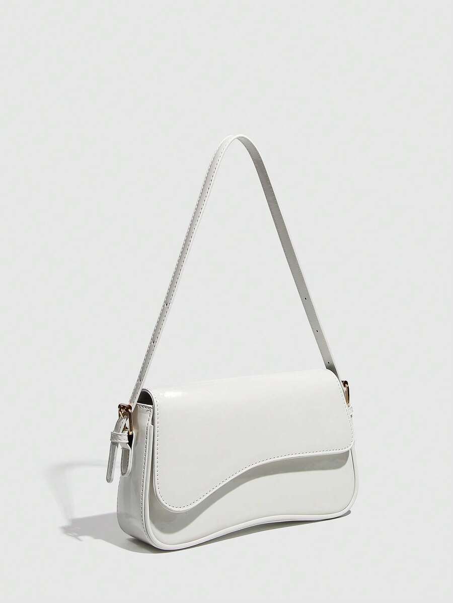 Riga Patent Faux Leather Flap Shoulder Bag