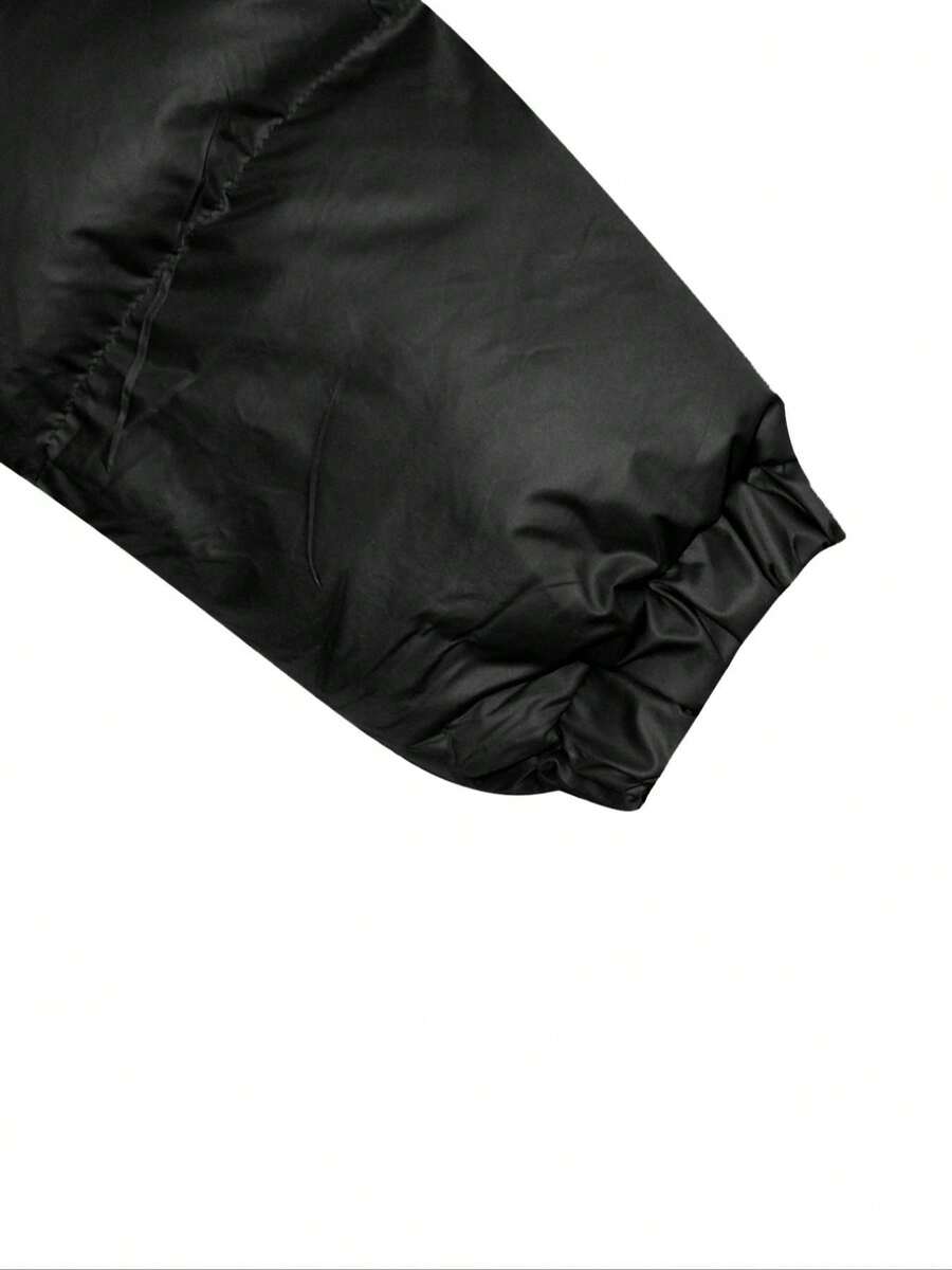 Allegra Cropped Puffer Jacket with Funnel Neck and Zip Front - Black