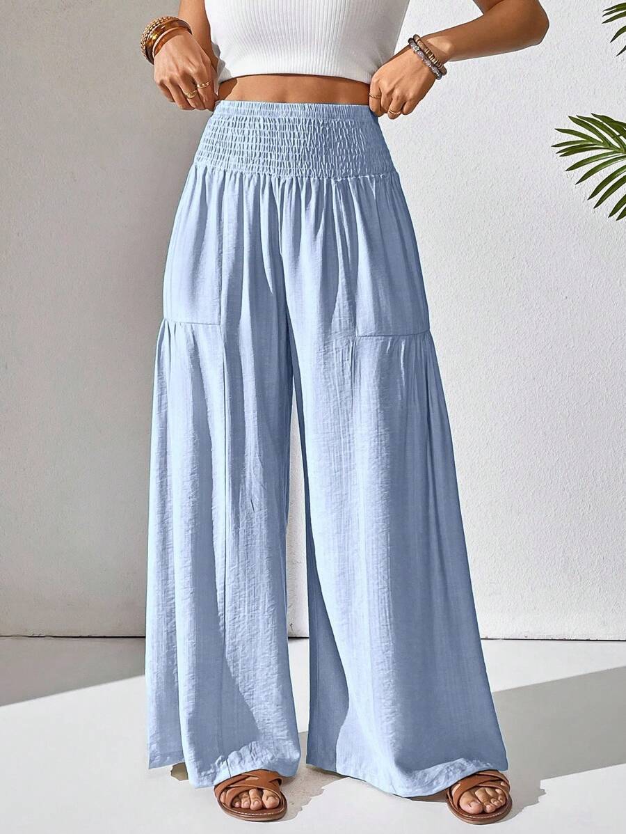 Breezaya Women's Solid Color Drawstring Pocket Simple Casual Wide Leg Loose Pants Fall Cloth For Women Mensa
