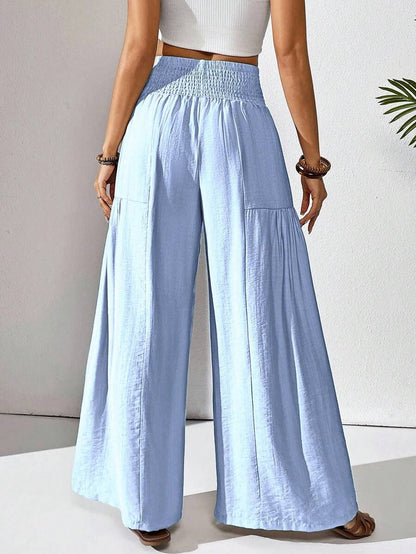 Breezaya Women's Solid Color Drawstring Pocket Simple Casual Wide Leg Loose Pants Fall Cloth For Women Mensa
