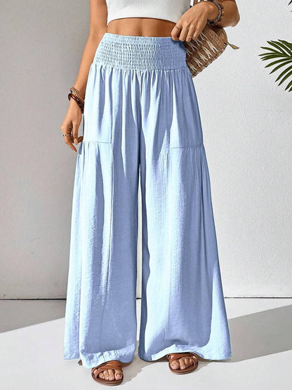 Breezaya Women's Solid Color Drawstring Pocket Simple Casual Wide Leg Loose Pants Fall Cloth For Women Mensa